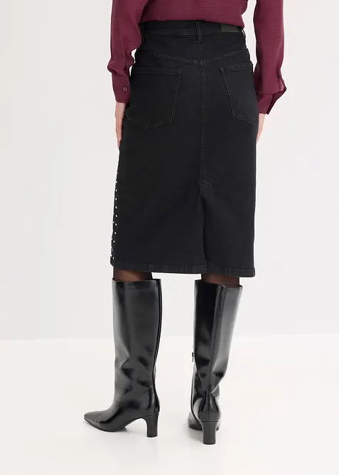 Jeanskjol med strassapplikation, bonprix