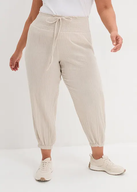 Muslinbyxa med smock i midjan, bonprix
