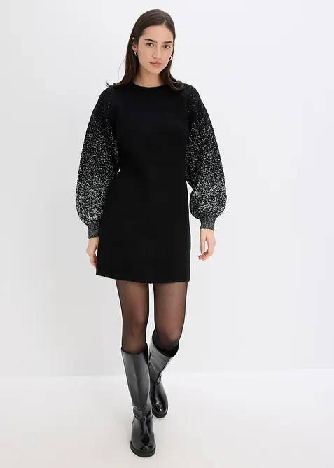 Stickad kl&auml;nning med glittrig effekt, bonprix