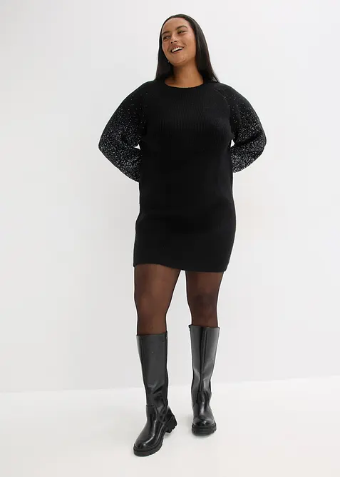 Stickad kl&auml;nning med glittrig effekt, bonprix