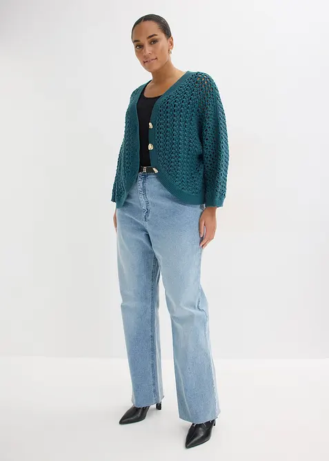 H&aring;lm&ouml;nstrad cardigan i bomull, bonprix