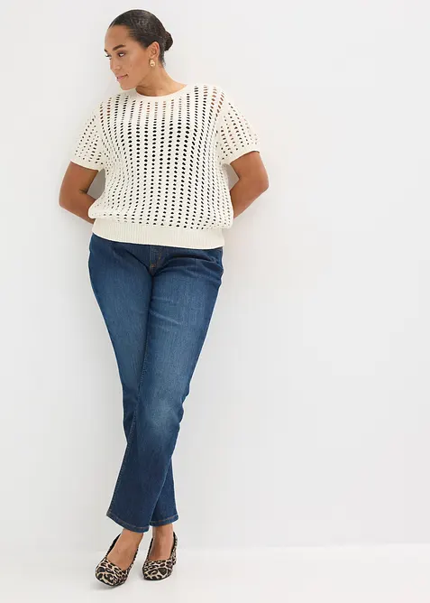 H&aring;lm&ouml;nstrad bomullstr&ouml;ja med korta &auml;rmar, bonprix