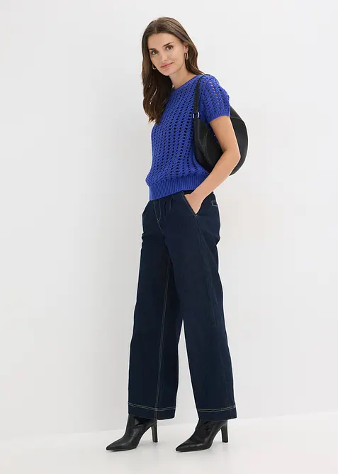 H&aring;lm&ouml;nstrad bomullstr&ouml;ja med korta &auml;rmar, bonprix