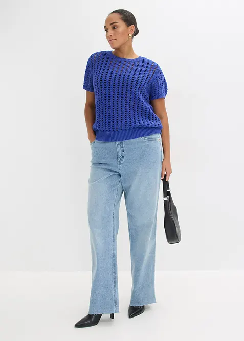 H&aring;lm&ouml;nstrad bomullstr&ouml;ja med korta &auml;rmar, bonprix