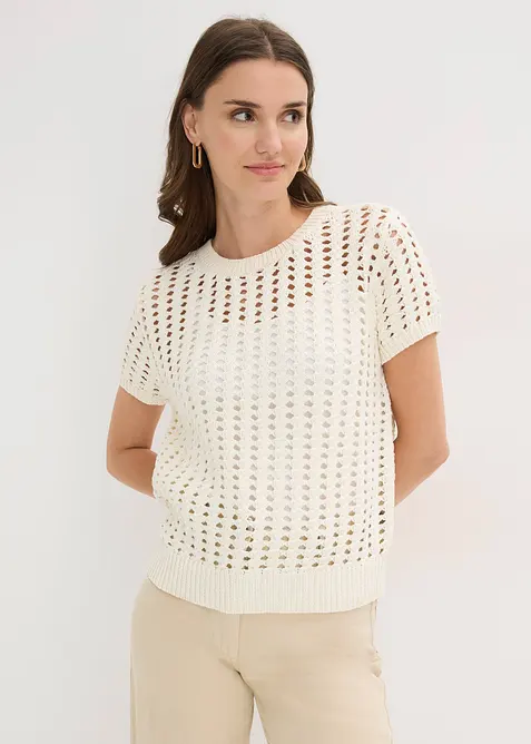 H&aring;lm&ouml;nstrad bomullstr&ouml;ja med korta &auml;rmar, bonprix