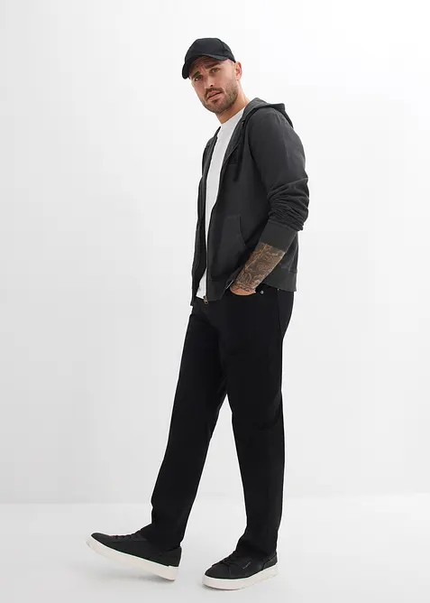 Stretchbyxa med bekv&auml;m midja, avslappnad passform, raka ben, bonprix