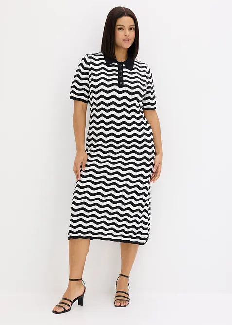 Stickad kl&auml;nning i bomull, bonprix