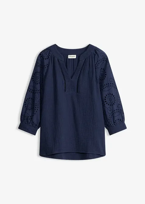 Muslintunika med h&aring;lbroderi, bonprix