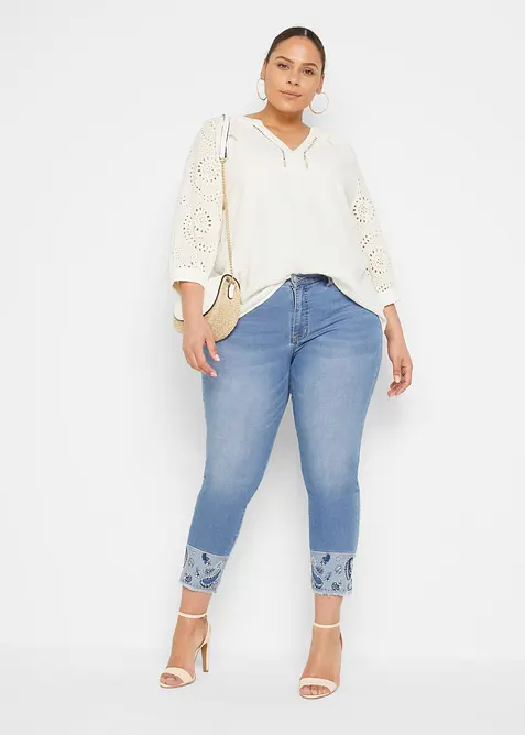 Muslintunika med h&aring;lbroderi, bonprix