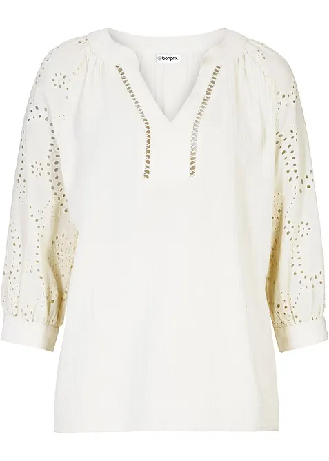 Muslintunika med h&aring;lbroderi, bonprix