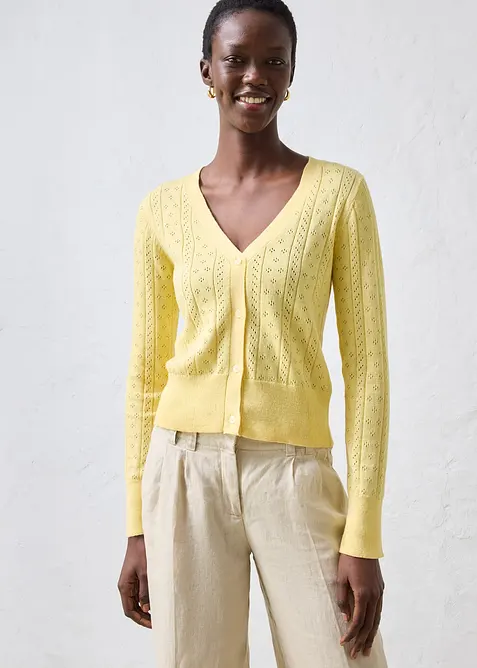 H&aring;lm&ouml;nstrad cardigan med sidenandel, bonprix