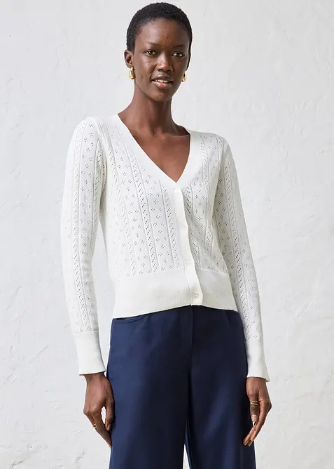 H&aring;lm&ouml;nstrad cardigan med sidenandel, bonprix