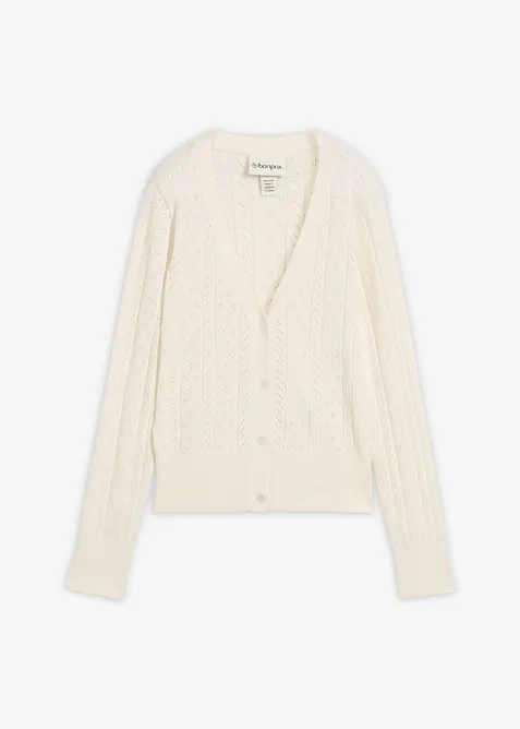 H&aring;lm&ouml;nstrad cardigan med sidenandel, bonprix