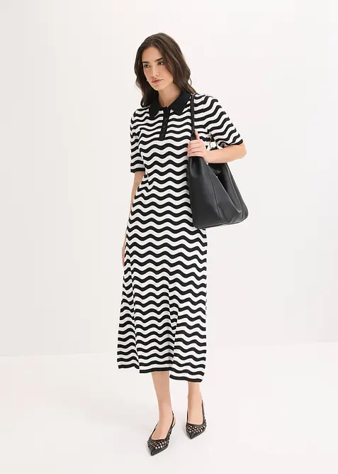 Stickad kl&auml;nning i bomull, bonprix