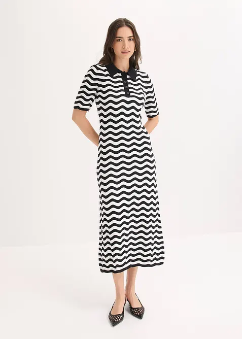 Stickad kl&auml;nning i bomull, bonprix