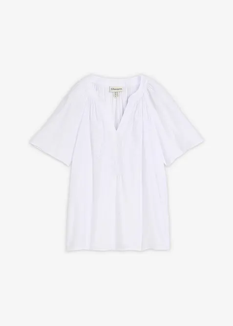 Kort&auml;rmad blus av krinklat material med strukturyta, bonprix