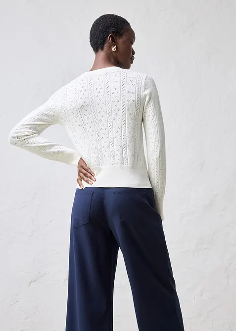 H&aring;lm&ouml;nstrad cardigan med sidenandel, bonprix