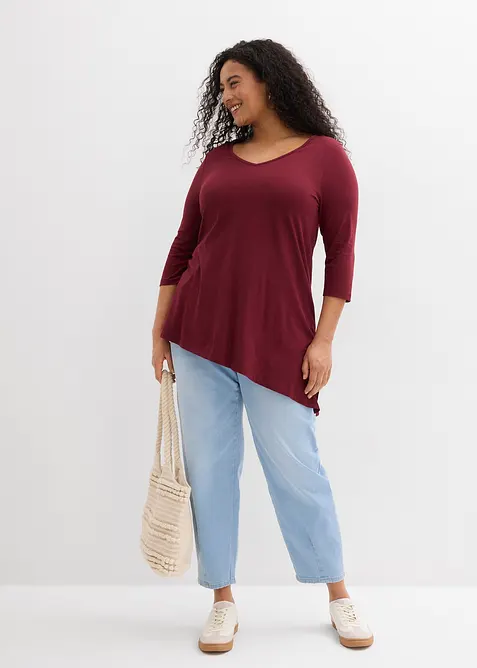 Asymmetrisk l&aring;ng topp i bomull och viskos, bonprix