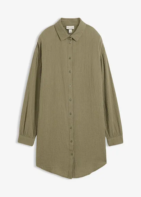 L&aring;ng muslinblus i oversizemodell, bonprix