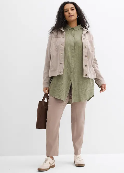 L&aring;ng muslinblus i oversizemodell, bonprix