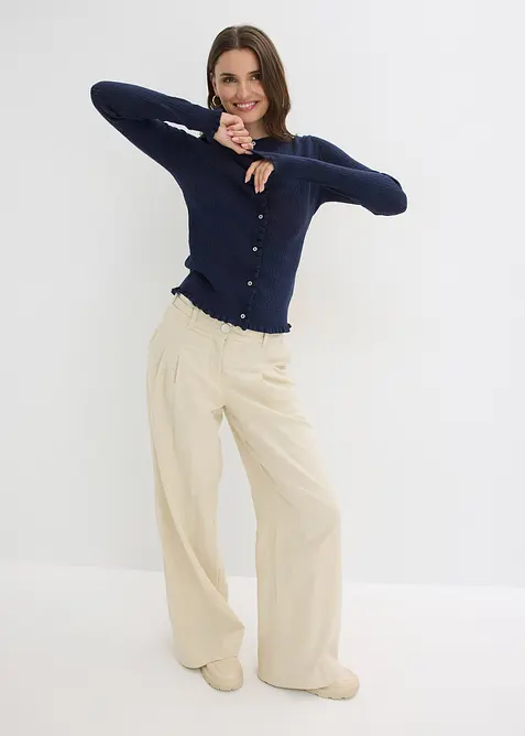 H&aring;lm&ouml;nstrad cardigan i bomullsmix, bonprix