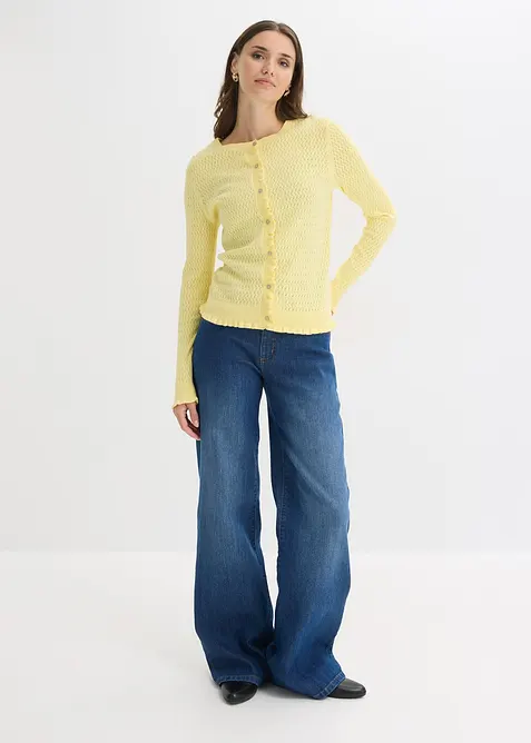 H&aring;lm&ouml;nstrad cardigan i bomullsmix, bonprix