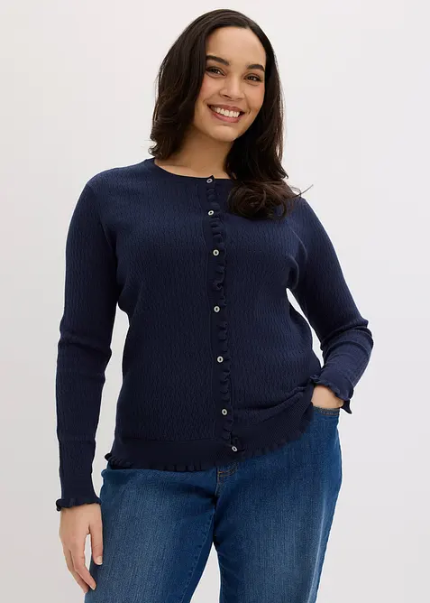 H&aring;lm&ouml;nstrad cardigan i bomullsmix, bonprix