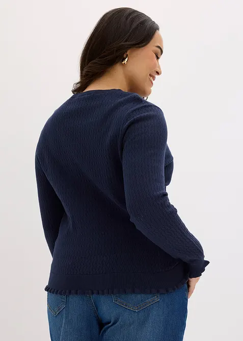 H&aring;lm&ouml;nstrad cardigan i bomullsmix, bonprix