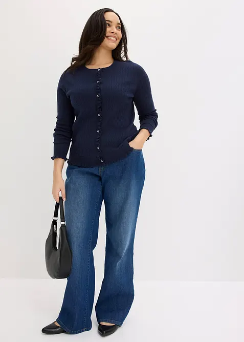 H&aring;lm&ouml;nstrad cardigan i bomullsmix, bonprix