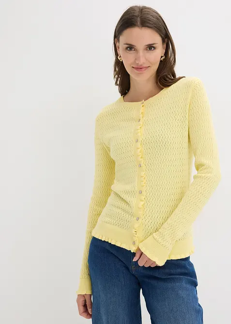 H&aring;lm&ouml;nstrad cardigan i bomullsmix, bonprix