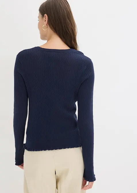 H&aring;lm&ouml;nstrad cardigan i bomullsmix, bonprix