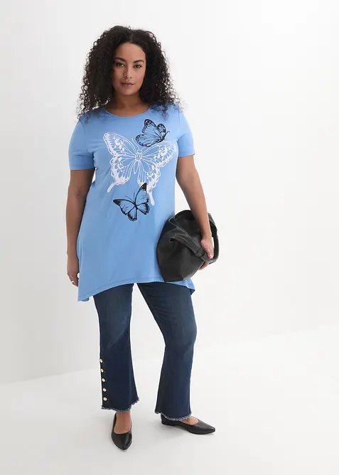 L&aring;ng topp  med flikig nederkant fj&auml;rilsm&ouml;nster, bonprix