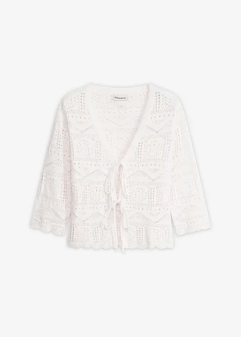 H&aring;lm&ouml;nstrad cardigan med knytband, bonprix