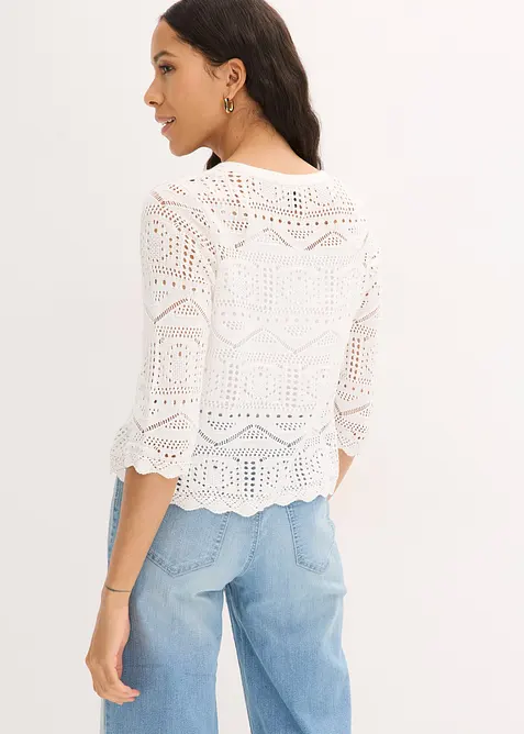 H&aring;lm&ouml;nstrad cardigan med knytband, bonprix