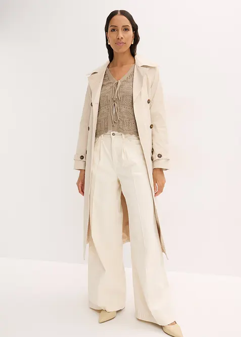 H&aring;lm&ouml;nstrad cardigan med knytband, bonprix