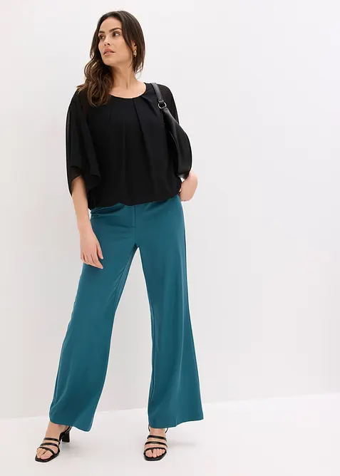 Chiffongblus med linne, bonprix