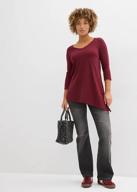 Asymmetrisk l&aring;ng topp i bomull och viskos, bonprix