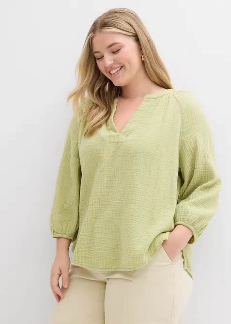 Muslinblus i oversizemodell av bomull, bonprix