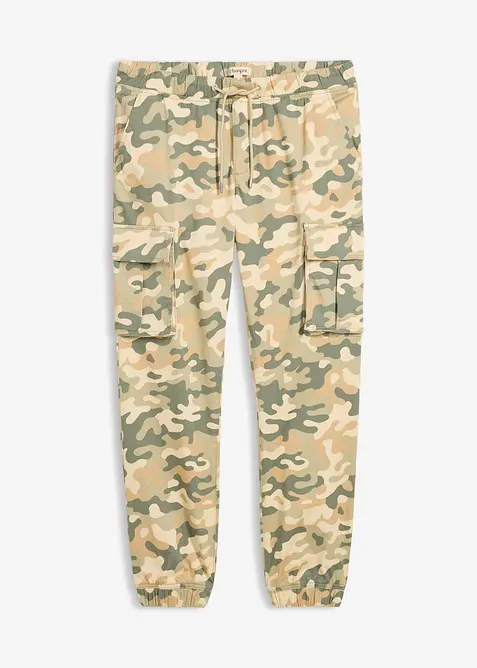 Cargobyxa i dra p&aring;-modell med raka ben, normal passform, bonprix