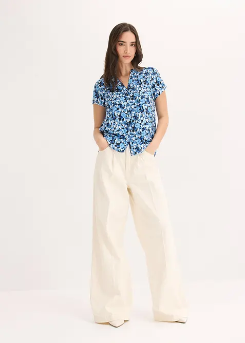 Kort&auml;rmad blus av ren viskos, bonprix