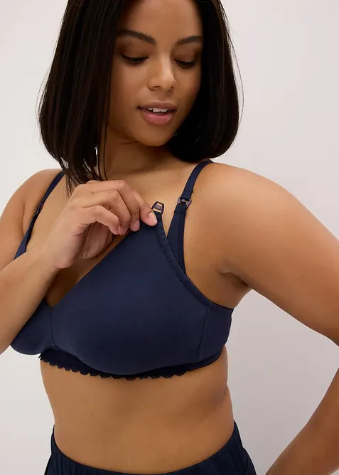 Amningsbeh&aring; utan bygel, med ekologisk bomull (2-pack), bonprix