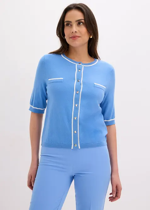 Stickad kofta med viskos, bonprix