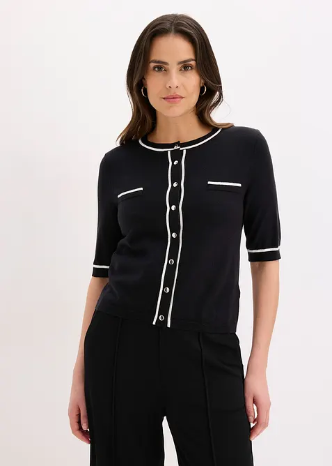 Stickad kofta med viskos, bonprix