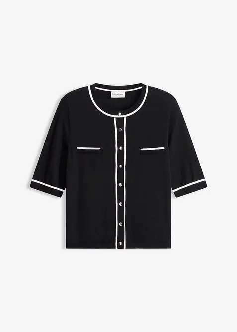 Stickad kofta med viskos, bonprix