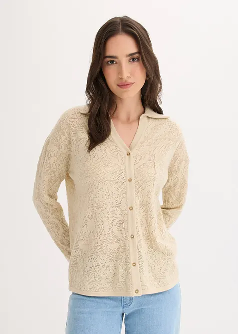 H&aring;lm&ouml;nstrad cardigan med glittergarn, bonprix