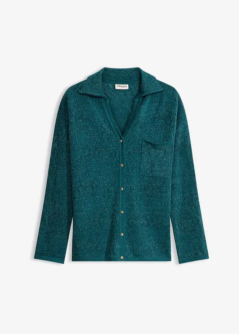 H&aring;lm&ouml;nstrad cardigan med glittergarn, bonprix