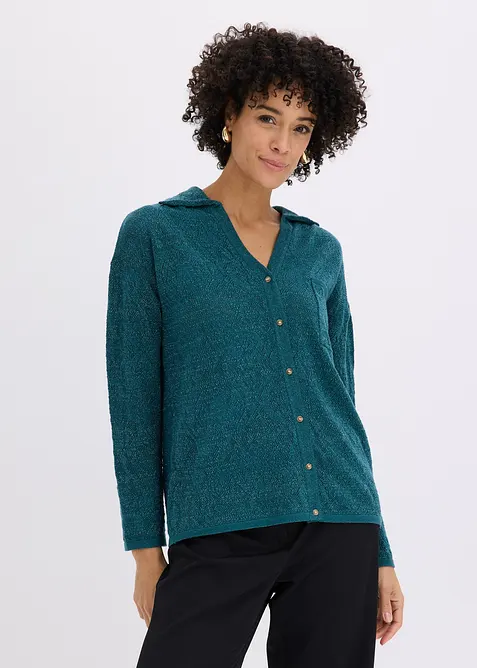 H&aring;lm&ouml;nstrad cardigan med glittergarn, bonprix