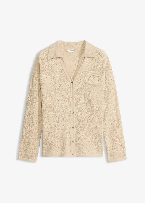 H&aring;lm&ouml;nstrad cardigan med glittergarn, bonprix