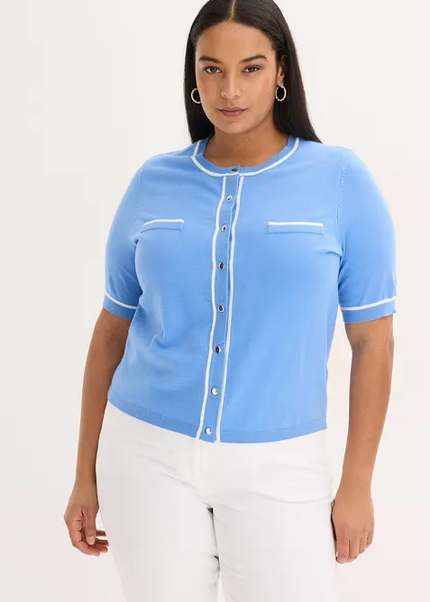 Stickad kofta med viskos, bonprix