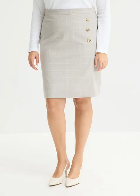 Glencheckrutig pennkjol, bonprix